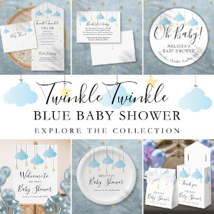 Invitación Twinkle Sprinkle Little Star Blue Boy Baby Shower