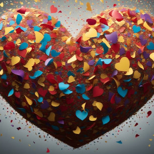 Vibrante Love Heart Confetti Gracias Tarjeta