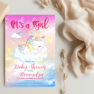 Tarjeta De Recepción Libros de arcoiris de unicornio para bebé