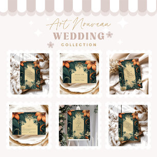 Tarjeta De Agradecimiento Art Nouveau Whimsical Floral Boda