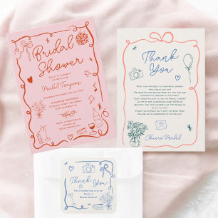 Pegatina Cuadrada Retro azul mano ilustrado ducha de novia