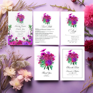 Invitación Vintage Fuchsia and Purple Floral Boda