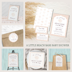 Pegatina Redonda Chica de Beach Babe Baby Shower personalizado