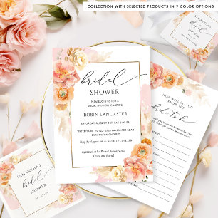 Invitación Ducha de novia floral rosa y rosa de Rubor/Brunch