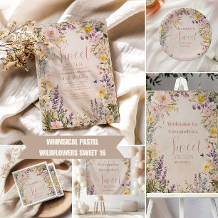 Invitación Flores silvestres rosadas románticas dulces 16 inv