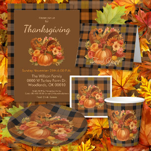 Tarjeta De Agradecimiento Fall Harvest Cornucopia Gracias