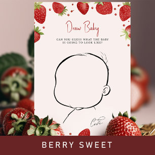 Invitación Berry Sweet Watercolor Strawberry Baby Shower