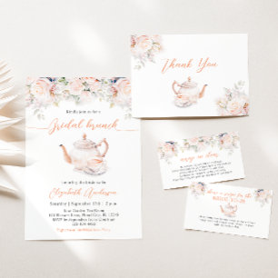 Tarjeta De Agradecimiento Pastel Blooms Tea Fiesta Bridal Shower