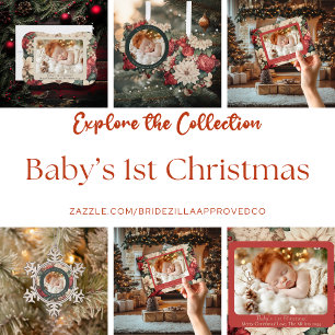 Tarjeta Festiva Vintage Classic Navidades Floral Roja y Blanca