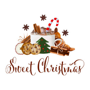Tarjeta Festiva Navidades dulces Frappuccino Cookie Cinnamon Art