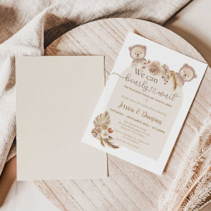 Invitación Rótulo Baby Shower Table Place de dobles osos