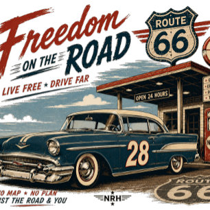 Camiseta Libertad en el Camino Ruta 66 Rag Americana Vintag