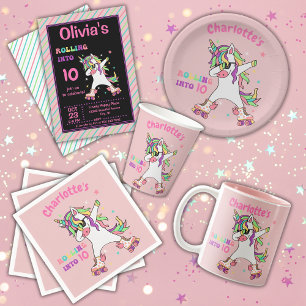 Invitación Dabbing Unicornio Fiesta de cumpleaños de patinaje