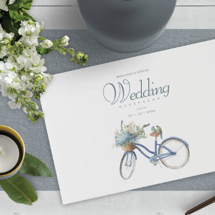 Invitación Boda de acuarela de la bicicleta azul bohemia