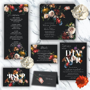 Invitación Rembrandt Otoño Boda Floral Dark & Moody