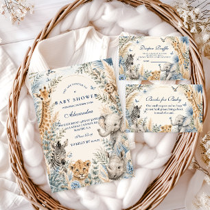 Tarjeta De Recepción Sorteo de pañales para niño Elegant Blue Safari