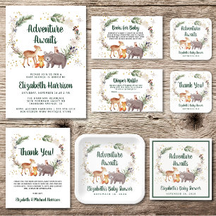 Invitación Winter Woodland Animales Parejas Baby Shower