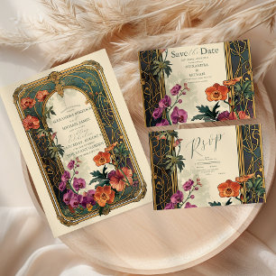 Invitación Boda de Art Nouveau ornamental vintage