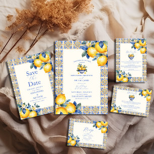 Invitación Moda Lemon Floral Greenery Boda Mediterráneo
