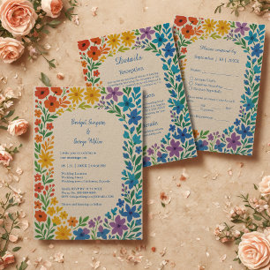 Invitación Boda floral rústica arcoíris