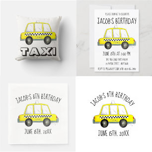 Invitación Nueva York City NYC Auto de taxi amarillo a cuadro