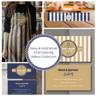 Delantal Panadería de cocina de Navy & Gold Whisk