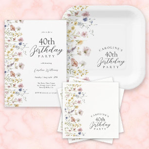 Servilleta De Papel Watercolor Flores silvestres Floral 40.º Fiesta de