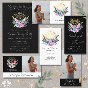 Invitación Gold Mandala Crystals Rosa Spa Boho Business Event