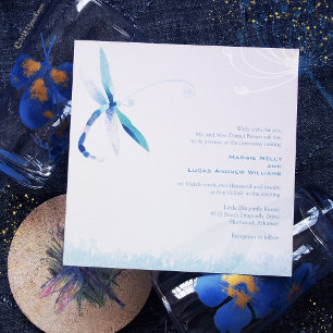 Invitación Hazy Morning Blue Dragonfly Boda