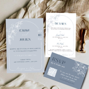 Invitación a la boda azul turquesa floral