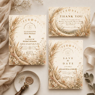 Tarjeta De Agradecimiento Boda Rústica Celestial Caprichosa