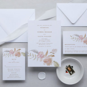 Invitación Boda de color de agua romántico llano
