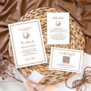 Invitación Herradura Floral   Boda Occidental Chic Minimalist