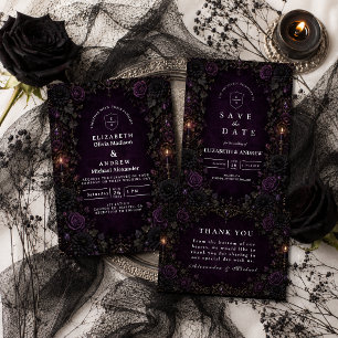 Tarjeta De Confirmación De Asistencia Boda Gótica Morada Encantada