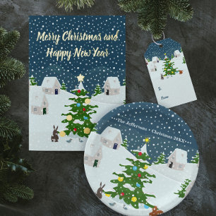 Taza Bicolor Navidades pueblo de nieve con árbol de navidad y a