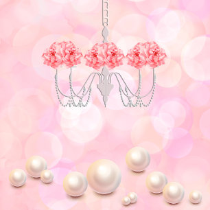 Invitación Chica de candelabro floral de color rosa Baby Show