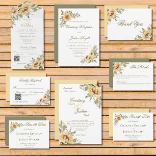 Invitación Boda de girasoles amarillos grandes y ruidosos