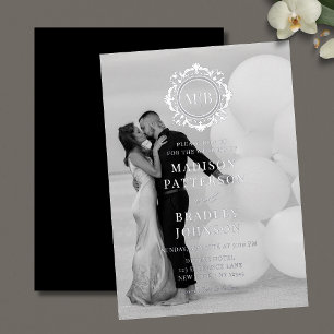 Programa Ornate Floral Monograma Boda Elegante Plata