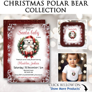 Navidades de Bear Santa Pegatina de Baby Shower