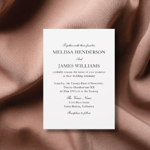 Invitación Clásico Boda Tradicional Foto Blanco