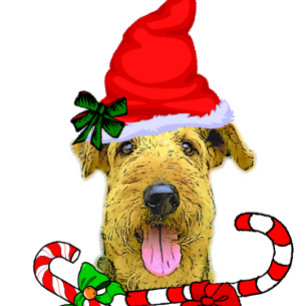 Tarjeta Festiva Navidades de Airedale Terrier