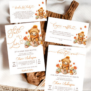Invitación Oso De Teddy Caída Podemos Esperar A Baby Shower