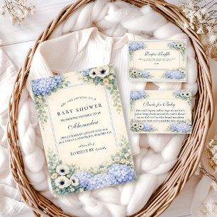 Tarjeta De Recepción Sorteo de pañal floral de hortensia vintage