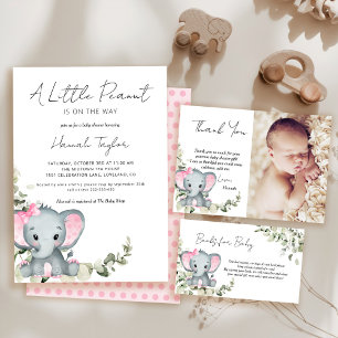 Tarjeta De Recepción Chica elefante Libros Baby Shower para bebé