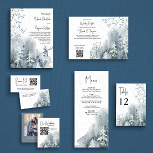 Tarjeta De Recepción Sitio web de bodas de invierno de la Selva de Niev