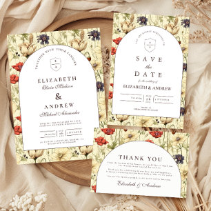 Tarjeta De Agradecimiento Boda Floral de Otoño Romántica