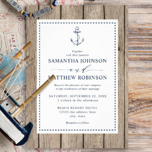 Invitación Boda de Ancla Rustica de Madera Náutica