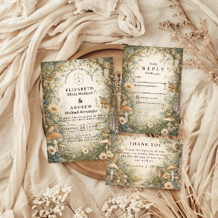 Tarjeta De Agradecimiento Boda Encantada y Caprichosa en el Bosque