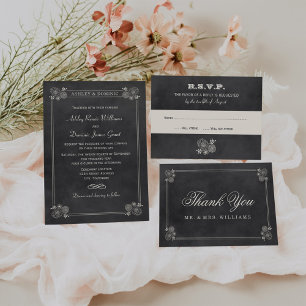 Tarjeta De Agradecimiento Vintage Black Chalkboard Boda Bridal Shower