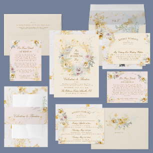Invitación sincera corona botánica romántica boda boho